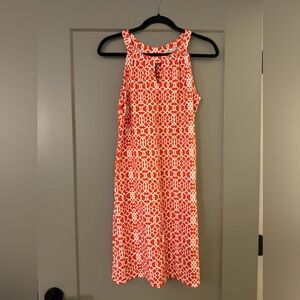 Jude Conn-ally Orange and White Geometric Midi Dress